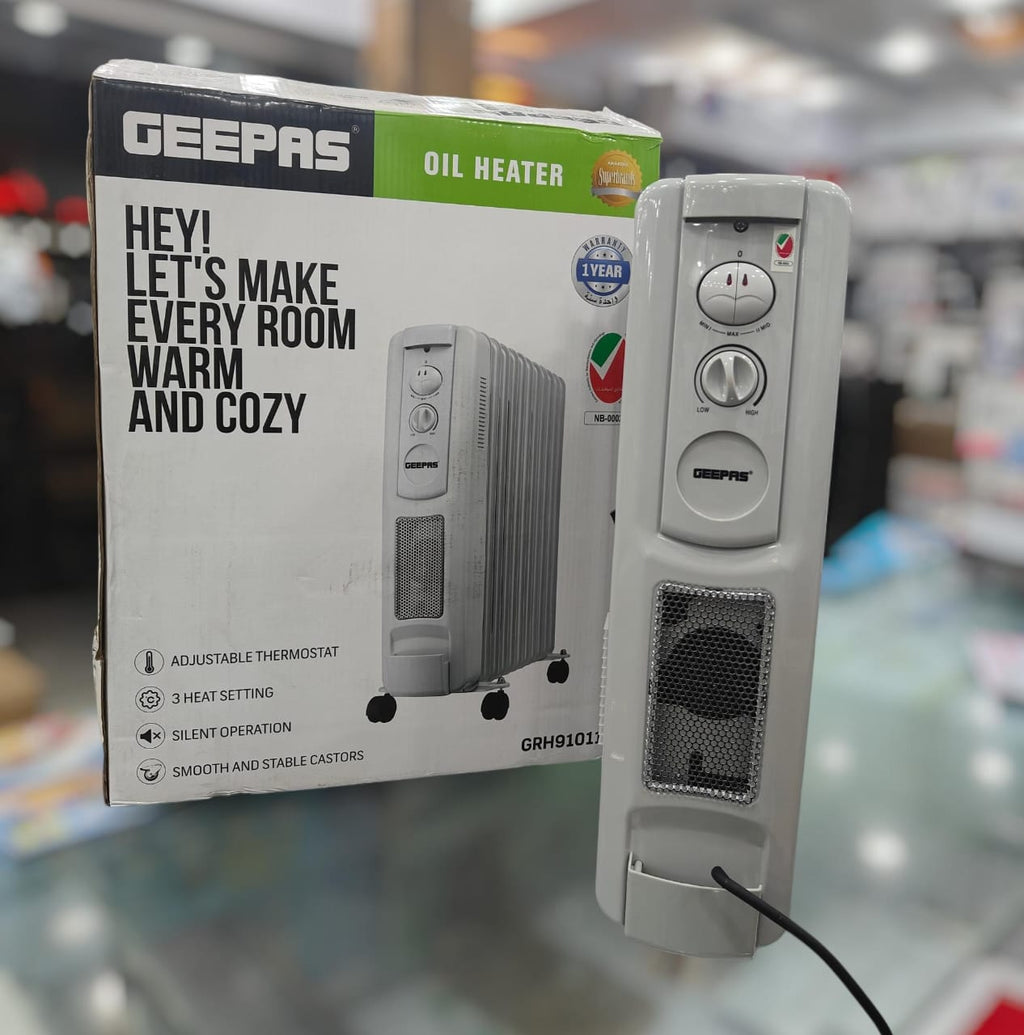 Geepas 11-Fin Portable Electric Oil-Filled Radiator Heater GRH91011P