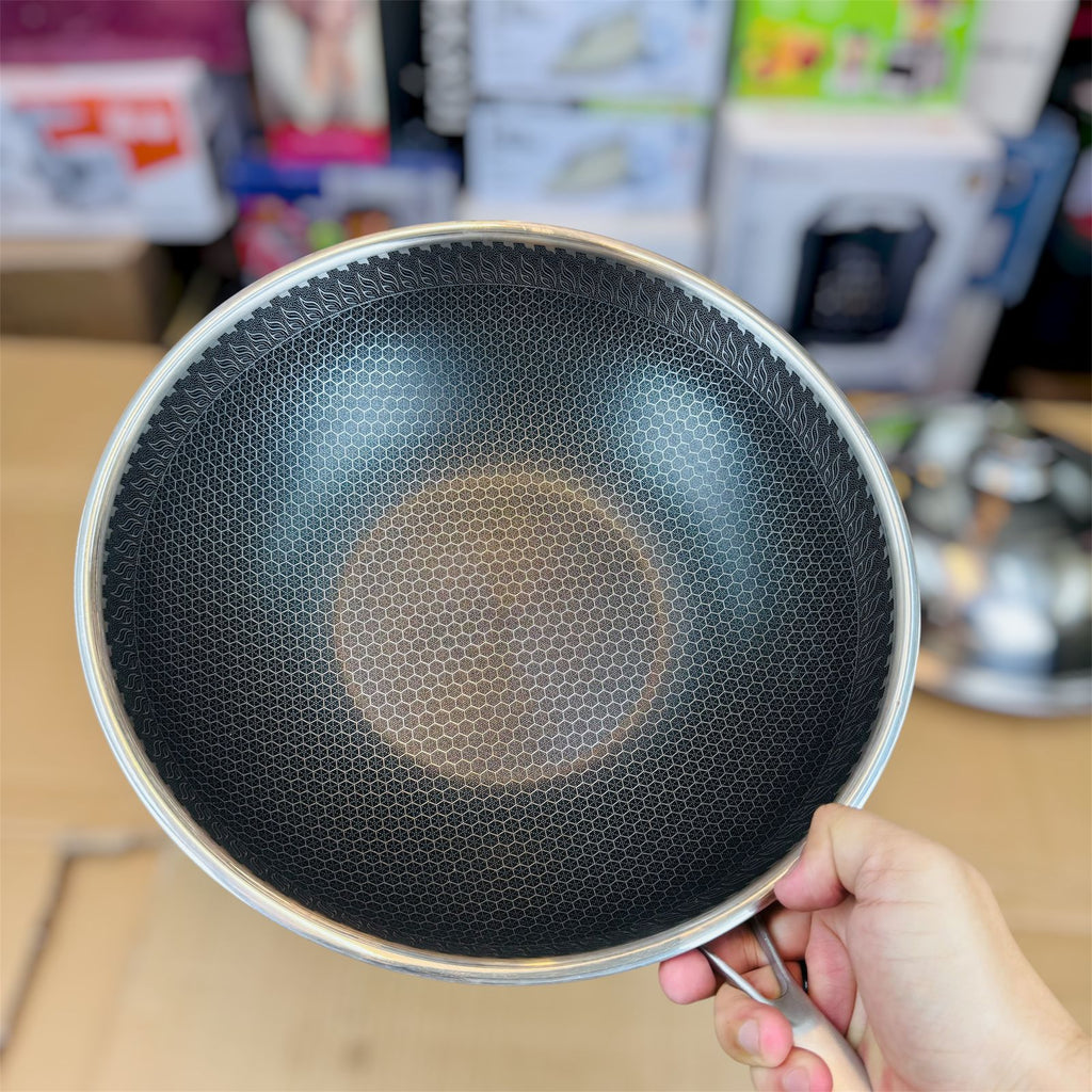 lot imported lesser coating deep fry pan 32CM with food steamer