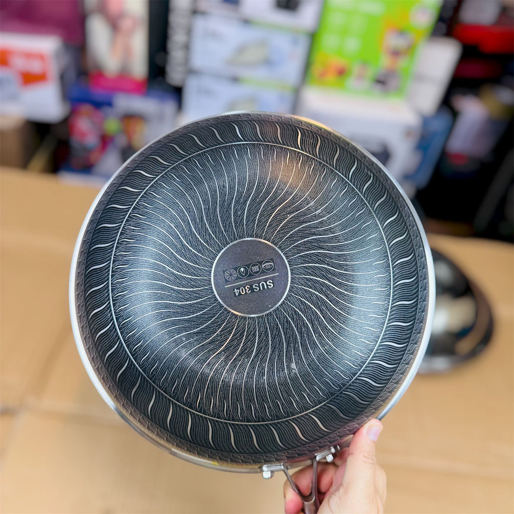lot imported lesser coating deep fry pan 32CM with food steamer