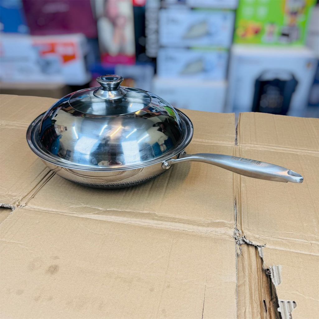 lot imported lesser coating deep fry pan 32CM with food steamer