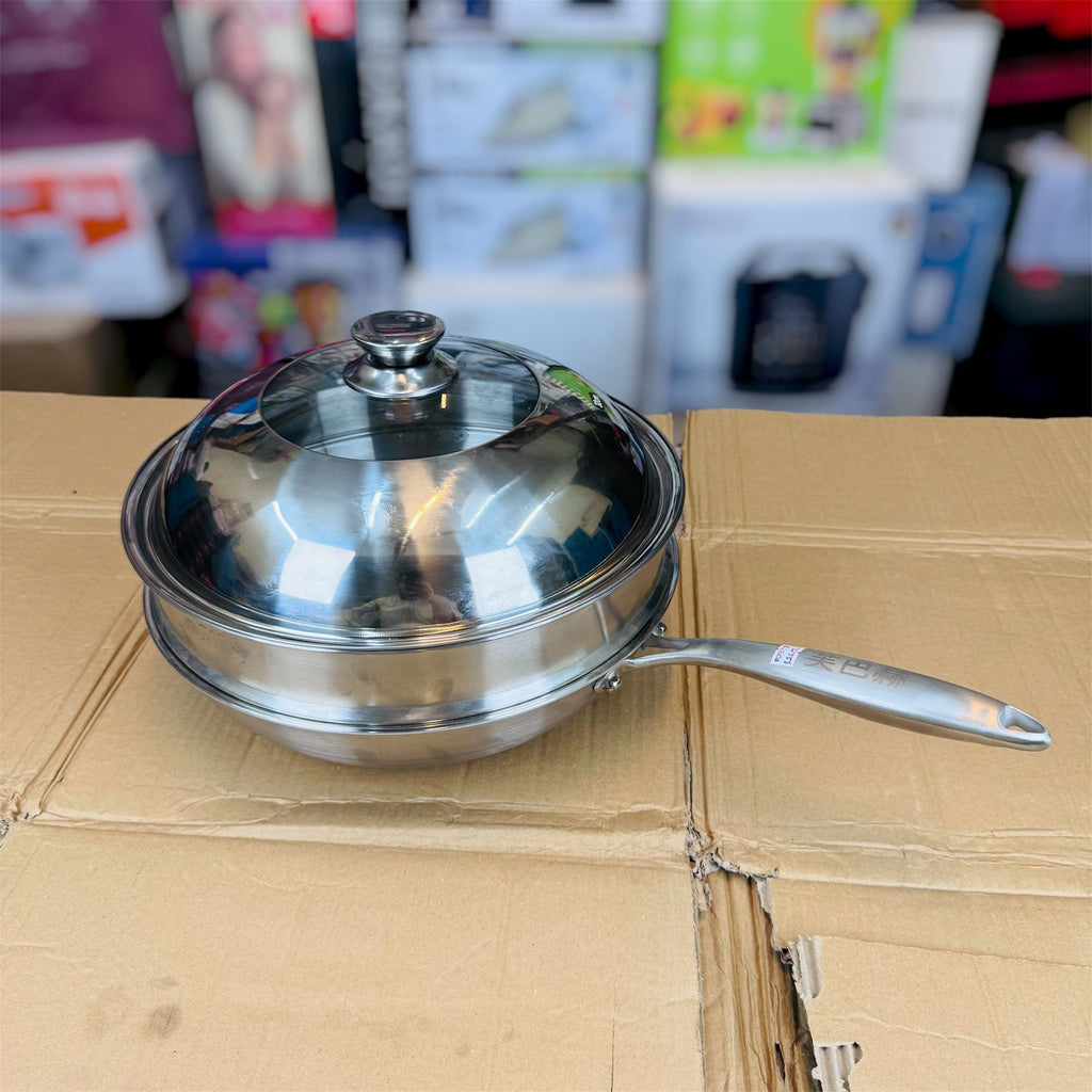lot imported lesser coating deep fry pan 32CM with food steamer