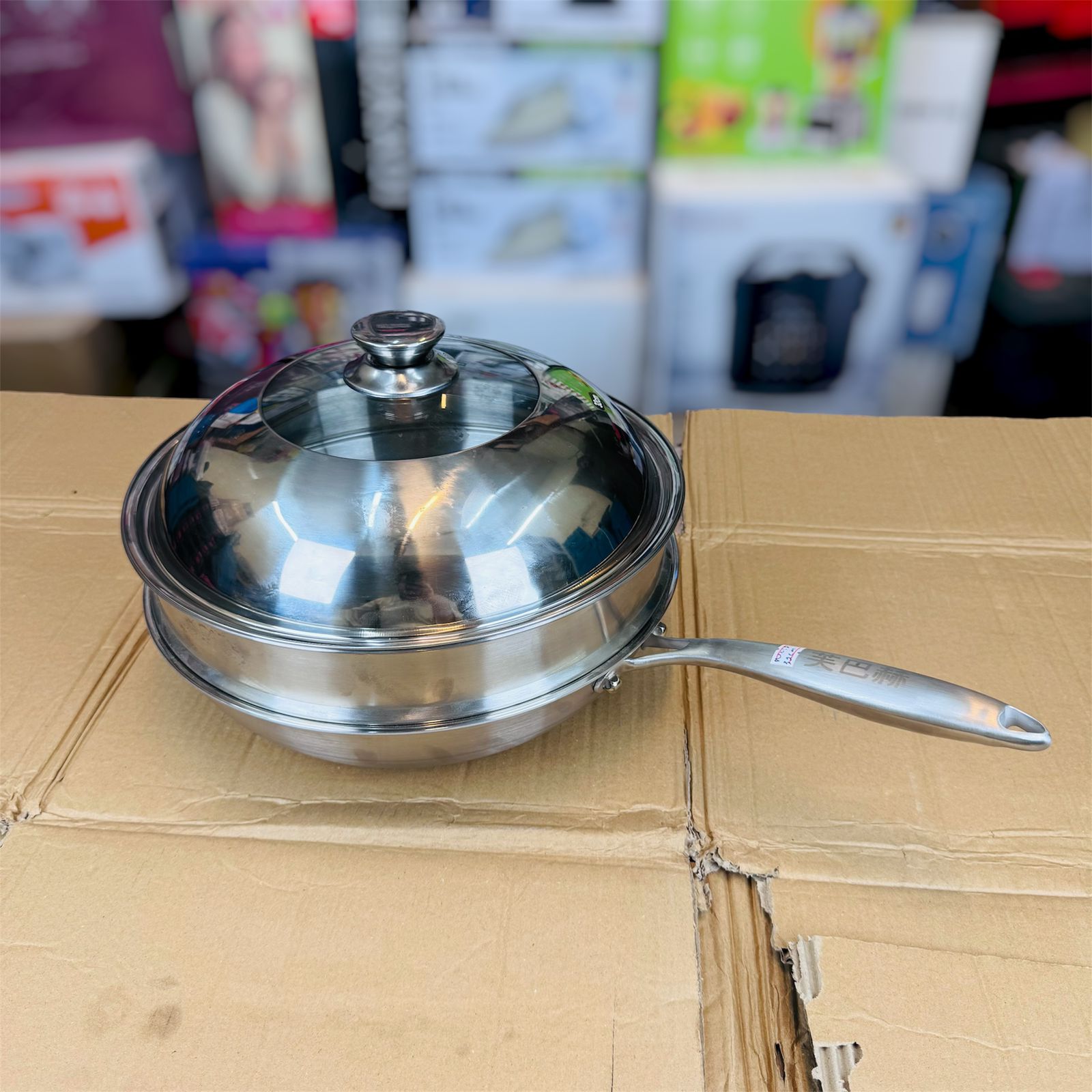 lot imported lesser coating deep fry pan 32CM with food steamer
