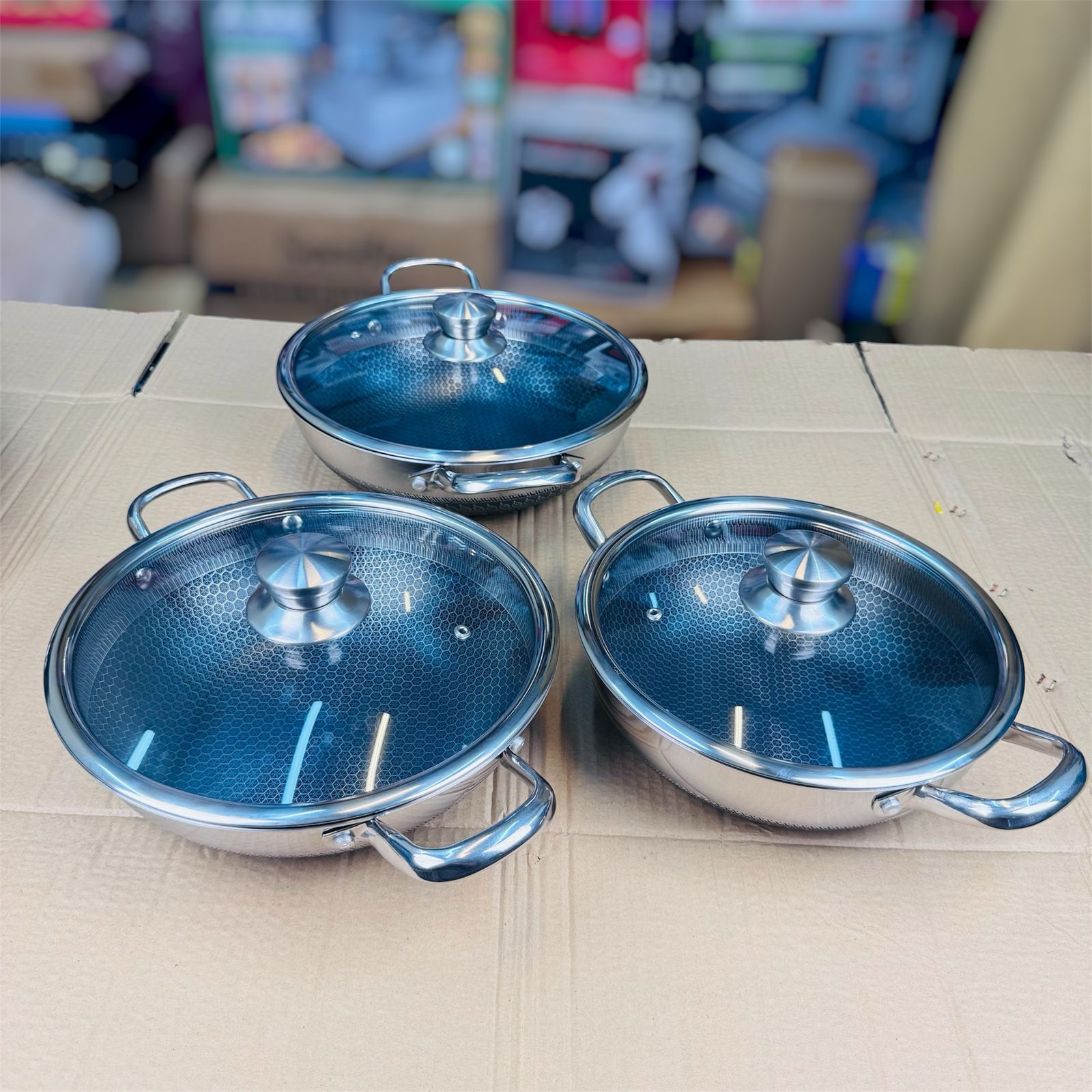 3 pcs lesser coating honeycomb shallow handi  30 cm+32 cm+ 34cm