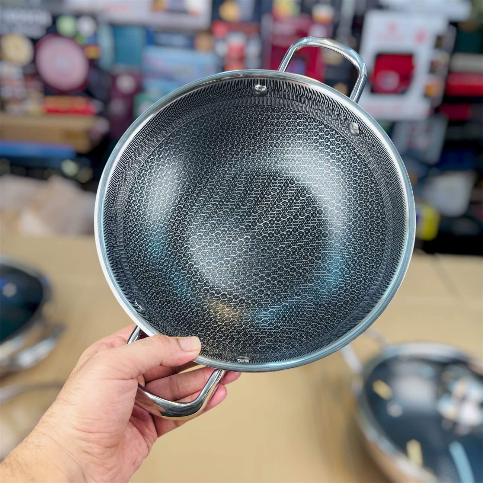 3 pcs lesser coating honeycomb shallow handi  30 cm+32 cm+ 34cm